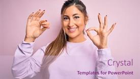  Presentation with french pastry - Slides having young-beautiful-woman-eating-french background and a lemonade colored foreground