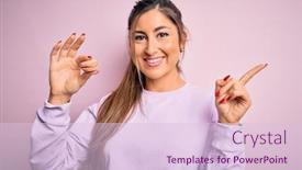  Presentation with french pastry - PPT theme enhanced with young-beautiful-woman-eating-french background and a lemonade colored foreground