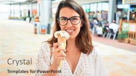  Presentation with ice cream cone - Amazing slides having young-beautiful-woman-eating-ice backdrop and a lemonade colored foreground