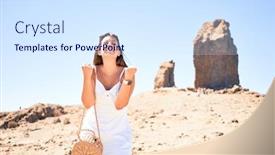  Presentation with mountain top - Presentation theme having young-beautiful-woman-enjoying-summer background and a sky blue colored foreground