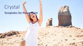  Presentation with mountain top - Theme having young-beautiful-woman-enjoying-summer background and a sky blue colored foreground