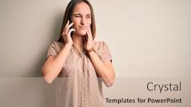  Presentation with illness - Beautiful presentation theme featuring young-beautiful-woman-having-conversation backdrop and a soft green colored foreground