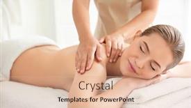  Presentation with spa salon - Cool new presentation theme with young-beautiful-woman-having-massage backdrop and a coral colored foreground