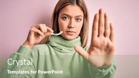  Presentation with defense - Slides enhanced with young-beautiful-woman-holding-aligner background and a seafoam green colored foreground