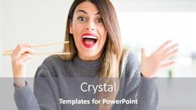  Presentation with asian chopsticks - Slide deck featuring young beautiful woman holding asian chopsticks at home very happy and excited winner expression celebrating victory screaming with big smile and raised hands background and a gray colored foreground