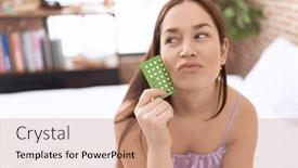  Presentation with control - Slide deck having young-beautiful-woman-holding-birth background and a coral colored foreground