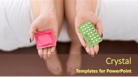  Presentation with condom - PPT theme featuring young-beautiful-woman-holding-birth background and a tawny brown colored foreground