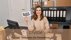  Presentation with friday - Presentation design consisting of young-beautiful-woman-holding-black background and a coral colored foreground