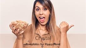  Presentation with peanuts - Cool new presentation theme with young-beautiful-woman-holding-bowl backdrop and a coral colored foreground