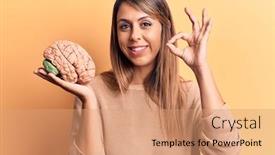  Presentation with brain - Amazing presentation design having young-beautiful-woman-holding-brain backdrop and a coral colored foreground
