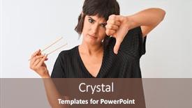 Presentation with chopsticks - Amazing slides having young-beautiful-woman-holding-chopsticks backdrop and a tawny brown colored foreground