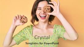  Presentation with cookies - Presentation design enhanced with young-beautiful-woman-holding-cookies background and a soft green colored foreground