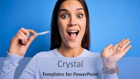  Presentation with correction - Colorful PPT theme enhanced with young-beautiful-woman-holding-dental backdrop and a light blue colored foreground