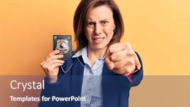  Presentation with detective - Presentation design consisting of young-beautiful-woman-holding-detective background and a ocean colored foreground