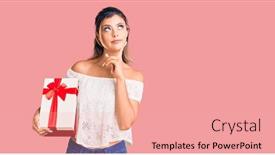  Presentation with lead by god confusing - Presentation featuring young-beautiful-woman-holding-gift background and a coral colored foreground