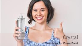  Presentation with hand sanitizer - Slides having young-beautiful-woman-holding-hand background and a lemonade colored foreground