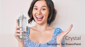  Presentation with hand sanitizer - Amazing slide set having young-beautiful-woman-holding-hand backdrop and a lemonade colored foreground