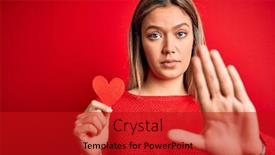 Presentation with heart - Slide deck featuring young-beautiful-woman-holding-heart background and a crimson colored foreground