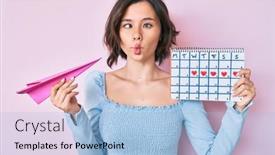  Presentation with paper making - Presentation design having young-beautiful-woman-holding-heart background and a light blue colored foreground