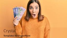  Presentation with indian woman - Presentation featuring young-beautiful-woman-holding-indian background and a gold colored foreground