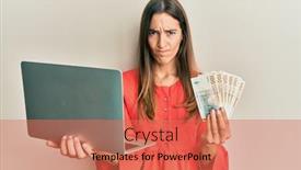  Presentation with denmark - Slides having young-beautiful-woman-holding-laptop background and a coral colored foreground