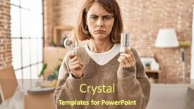  Presentation with woman crying - Presentation theme with young-beautiful-woman-holding-led background and a coral colored foreground