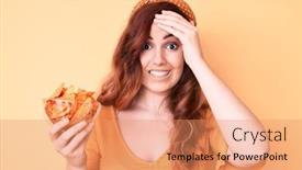  Presentation with nachos - Theme with young-beautiful-woman-holding-nachos background and a coral colored foreground