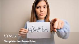  Presentation with young mothers - Slide deck enhanced with young-beautiful-woman-holding-paper background and a coral colored foreground