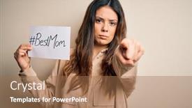  Presentation with young mothers - Audience pleasing slide deck consisting of young-beautiful-woman-holding-paper backdrop and a coral colored foreground