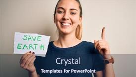 Presentation with save earth - Audience pleasing presentation consisting of young-beautiful-woman-holding-paper backdrop and a navy blue colored foreground
