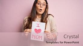  Presentation with young mothers - Presentation having young-beautiful-woman-holding-paper background and a lemonade colored foreground