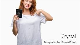  Presentation with united states treasury - Presentation theme featuring young beautiful woman holding passport background and a white colored foreground