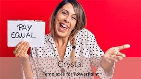  Presentation with pay - PPT layouts featuring young-beautiful-woman-holding-pay background and a coral colored foreground