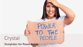  Presentation with angry people - Theme with young-beautiful-woman-holding-power background and a lemonade colored foreground