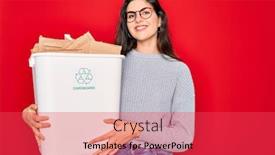  Presentation with eco - PPT theme enhanced with young-beautiful-woman-holding-recycle background and a red colored foreground