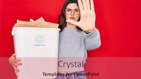  Presentation with eco - Beautiful slide set featuring young-beautiful-woman-holding-recycle backdrop and a red colored foreground