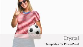  Presentation with multi sports soccer football basketball - Audience pleasing slide set consisting of young beautiful woman holding soccer football ball over isolated background happy with big smile doing ok sign thumb up with fingers excellent sign backdrop and a white colored foreground