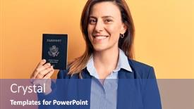  Presentation with united states - Amazing slide set having young-beautiful-woman-holding-united backdrop and a ocean colored foreground