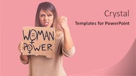  Presentation with anger - PPT theme with young-beautiful-woman-holding-woman background and a coral colored foreground