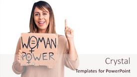  Presentation with power - PPT theme with young-beautiful-woman-holding-woman background and a lemonade colored foreground