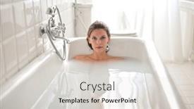  Presentation with beautiful young woman getting face - Cool new presentation with young-beautiful-woman-in-bathtub backdrop and a lemonade colored foreground