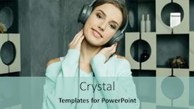  Presentation with tehnology - PPT theme with young-beautiful-woman-in-casual background and a light blue colored foreground