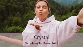  Presentation with kiss - Presentation theme enhanced with young-beautiful-woman-in-casual background and a soft green colored foreground