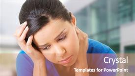  Presentation with depression - PPT theme featuring young beautiful woman in depression background and a coral colored foreground