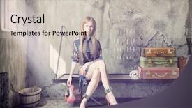  Presentation with jail - Cool new slides with young beautiful woman in jail backdrop and a soft green colored foreground