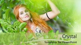  Presentation with arabic woman - Beautiful slide deck featuring young beautiful woman in traditional arabic clothes belly-dancer on natural background backdrop and a yellow colored foreground