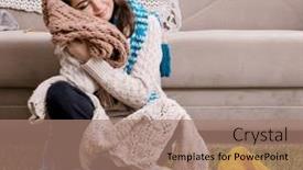  Presentation with knitting - Slide deck enhanced with young-beautiful-woman-knitting background and a  colored foreground