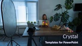  Presentation with blog - Slide set enhanced with young-beautiful-woman-leads background and a wine colored foreground