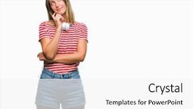  Presentation with listening woman - PPT layouts featuring young beautiful woman listening music background and a  colored foreground