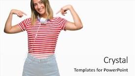  Presentation with baroque music - PPT theme featuring young beautiful woman listening music background and a  colored foreground